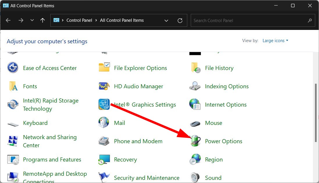 Окно «Электропитание» в Панели управления Windows