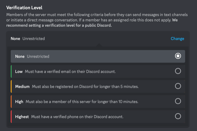 Повышение уровня проверки на Discord