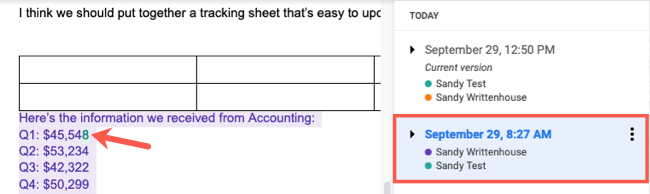 Цветовая маркировка в истории версий