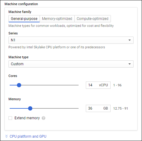 Конфигуратор размера инстанса