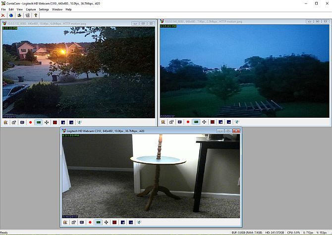 Несколько видеопотоков смартфонов в окне мониторинга ContaCam