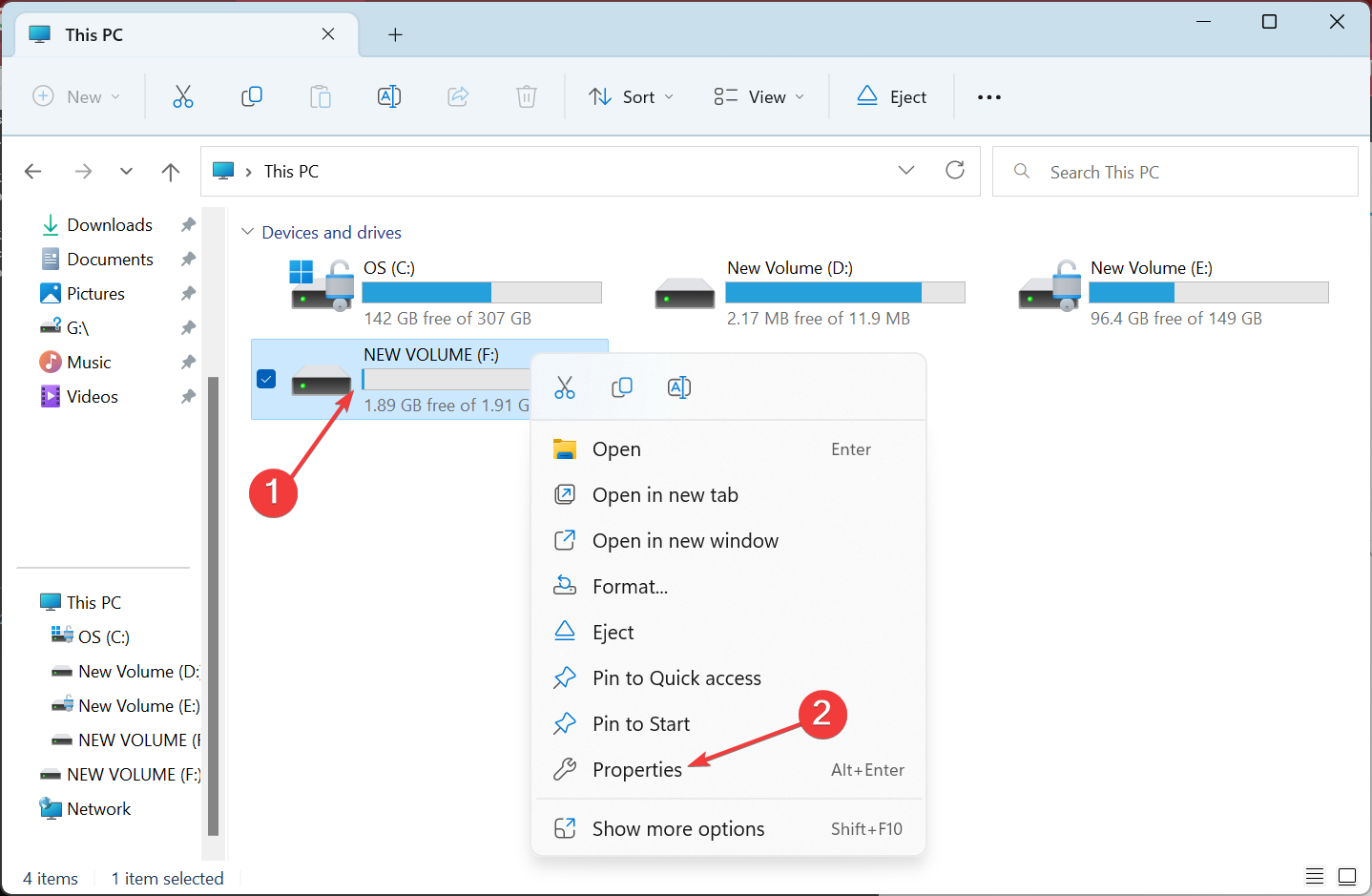 Свойства диска