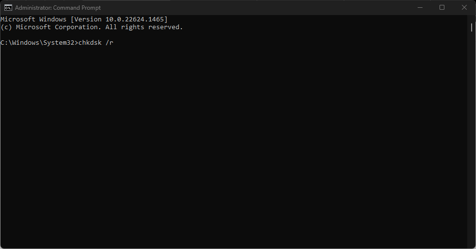 Запуск chkdsk /r для поиска и восстановления плохих секторов