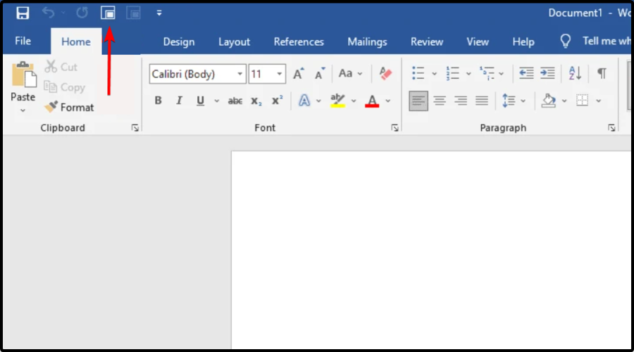 Команда Переключить полноэкранный режим в Office