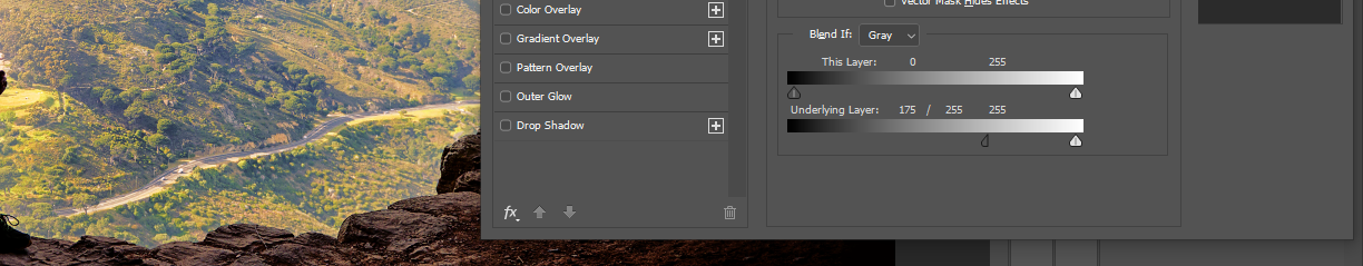 Blend If Blue: 175 и 255