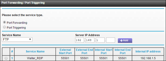 Настройка проброса порта в интерфейсе роутера