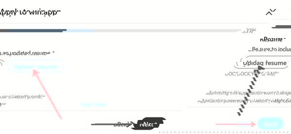 Кнопка загрузки резюме при подаче заявки в LinkedIn на ПК