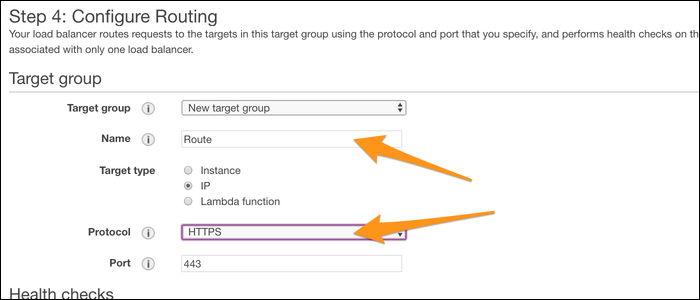 Настройка Routing и target group