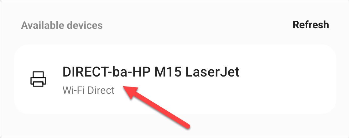 Беспроводной принтер в настройках Android.
