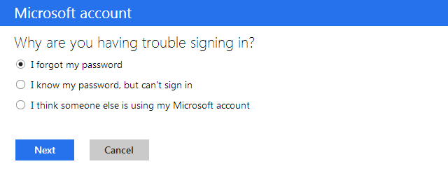 Сброс пароля аккаунта Microsoft