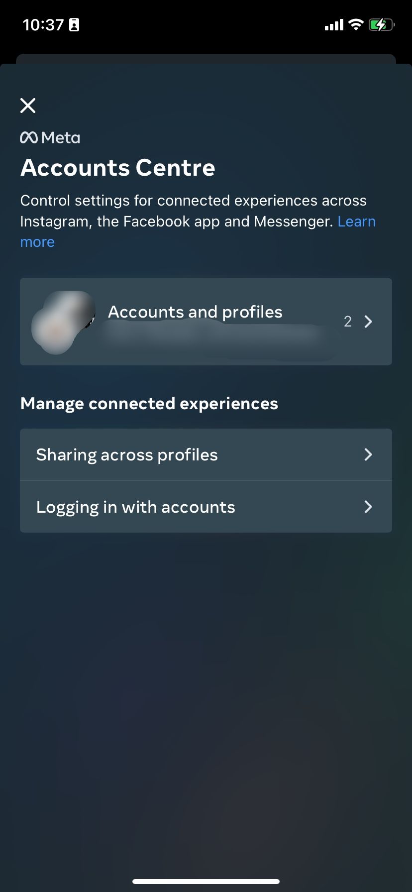 Центр аккаунтов Instagram