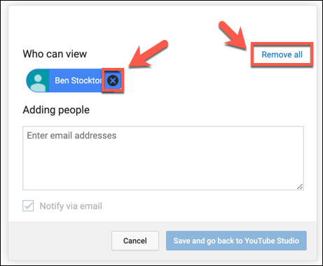 Удалите доступ у пользователей, нажав крестик или Снять всё