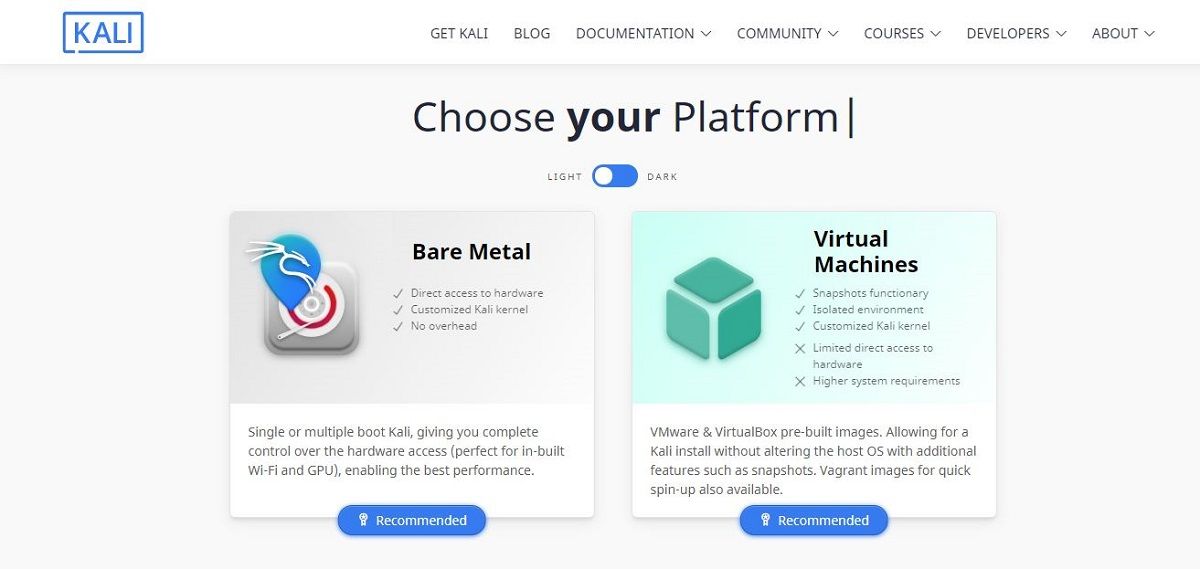 Скачать ISO‑образ Kali Linux со страницы загрузки