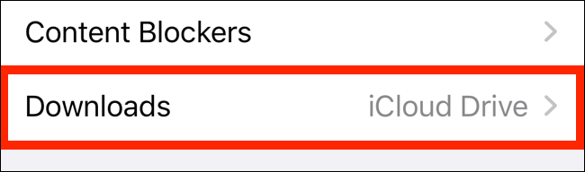 Нажмите опцию Загрузки в настройках Safari