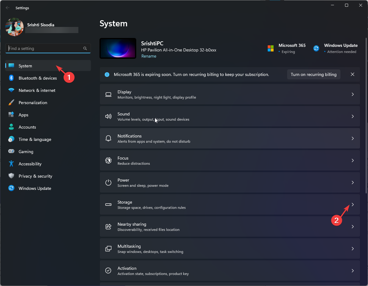 Система → Хранилище