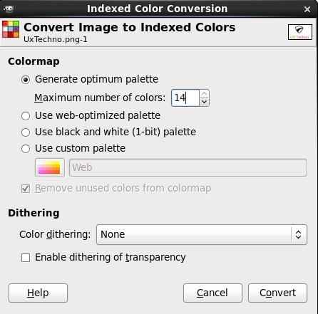GIMP: Farbpalette auf 14 Farben begrenzen