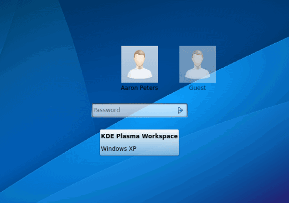 Экран входа с новой опцией сессии