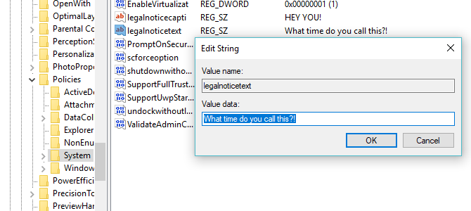 Редактирование параметра legalnoticecaption в реестре Windows