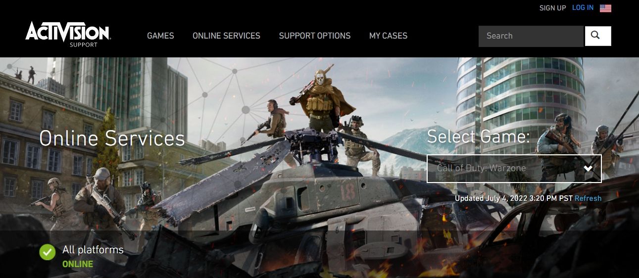 Checking COD Warzone server status