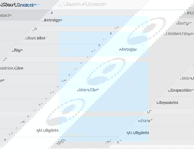 Выбор нескольких контактов в iCloud