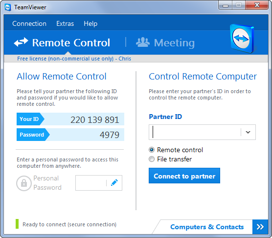 TeamViewer: ID и пароль для доступа