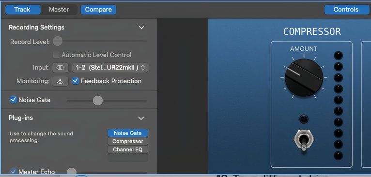 GarageBand — шумовой гейт перед экспортом.