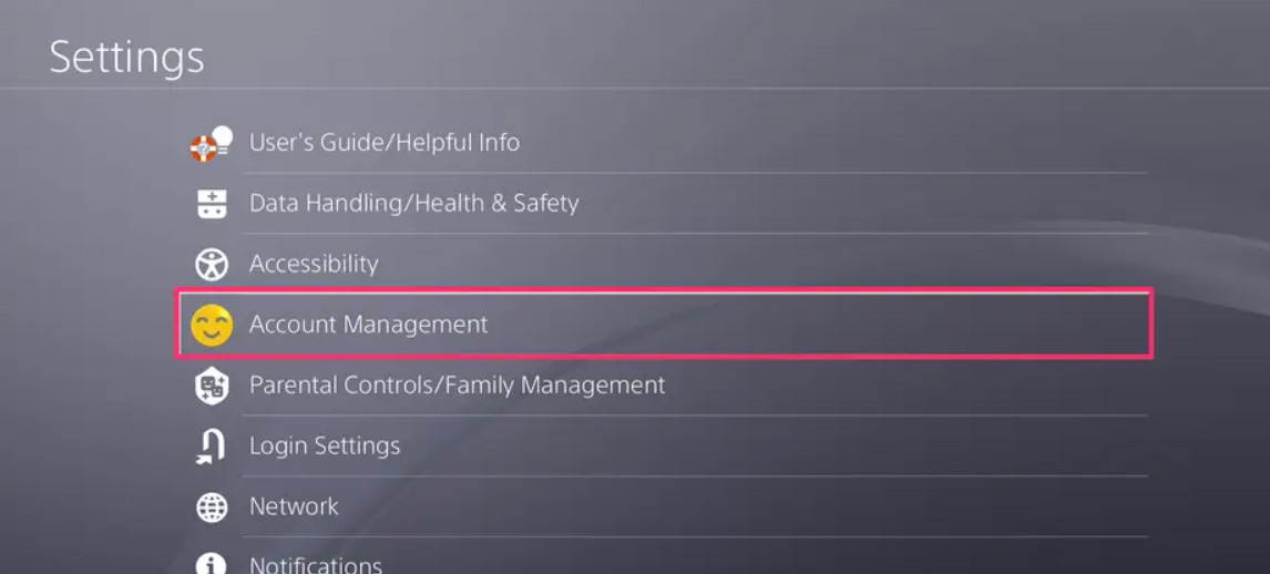 Управление учётной записью PS5