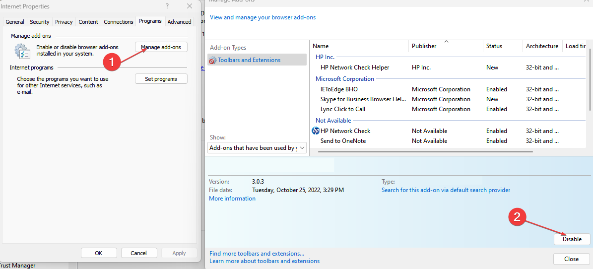 Отключение надстройки Acrobat Reader
