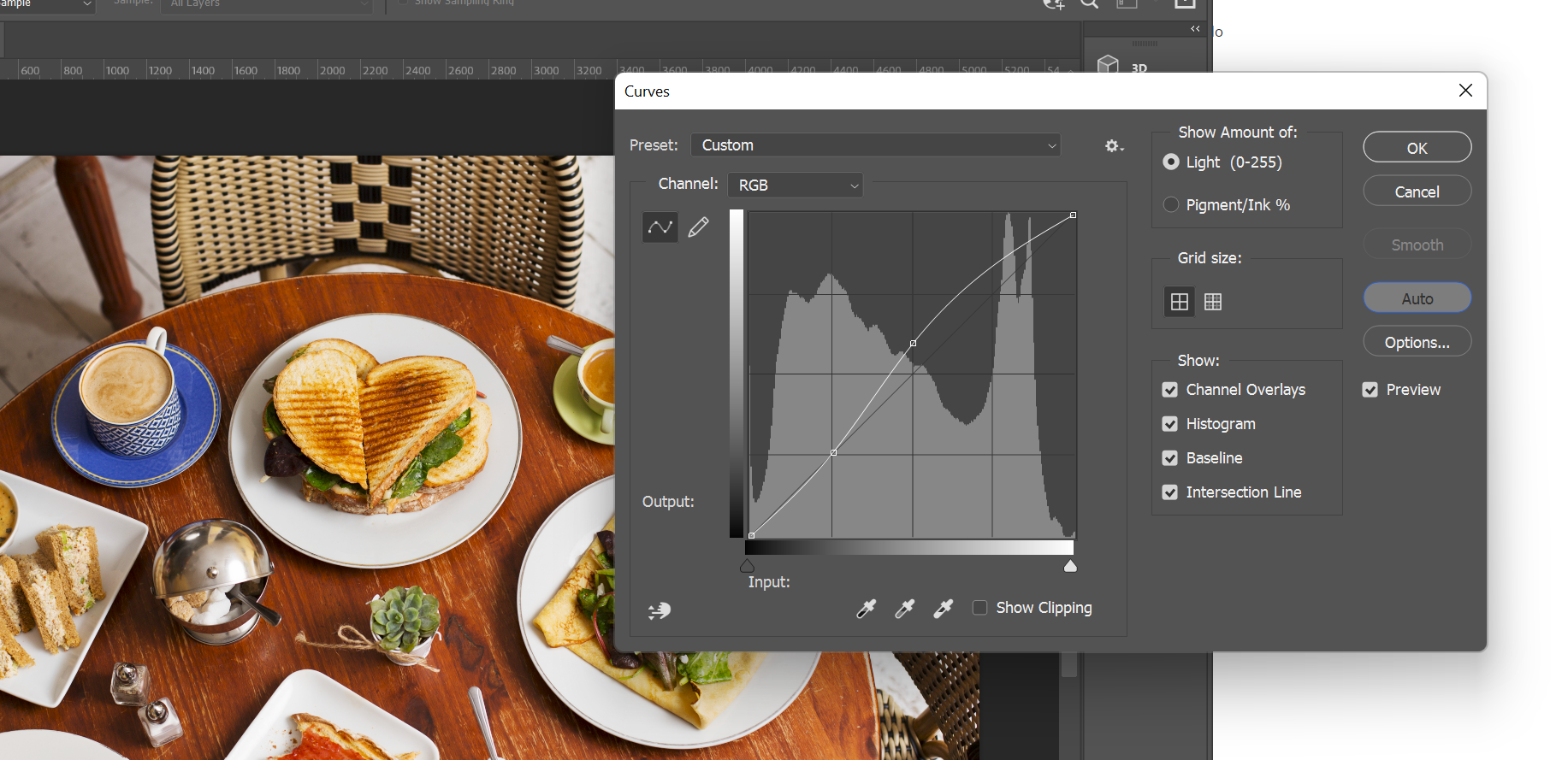 Использование функции Auto в «Кривых».
