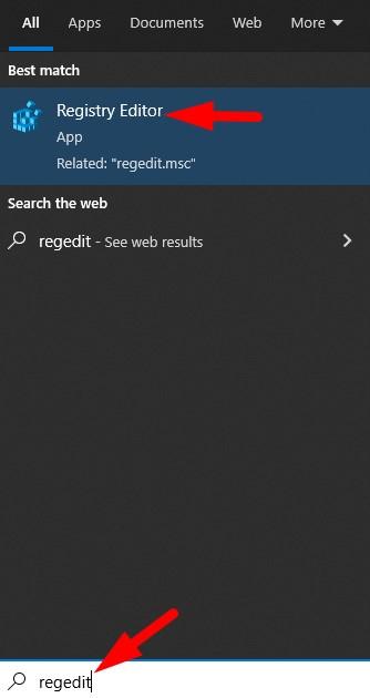 Открытие редактора реестра в Windows
