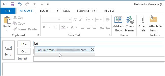 Отключение автозаполнения в Outlook 2013