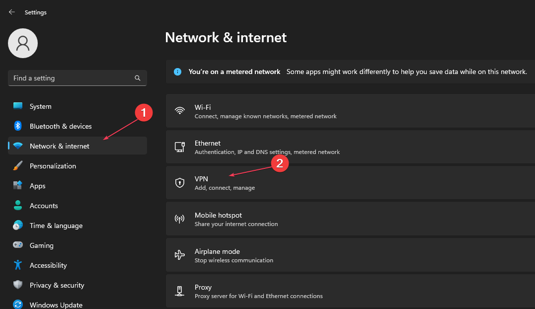 Параметры VPN в Windows