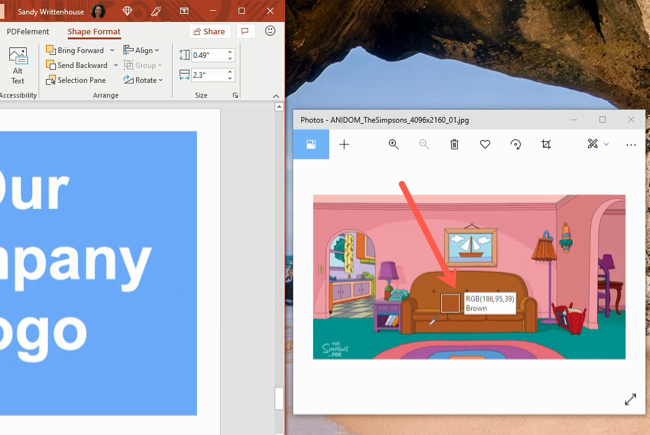 Захват цвета вне PowerPoint