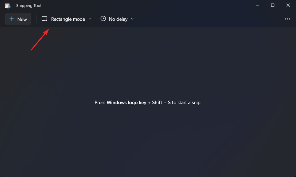 Режим 'Прямоугольник' в Snipping Tool на Windows 11