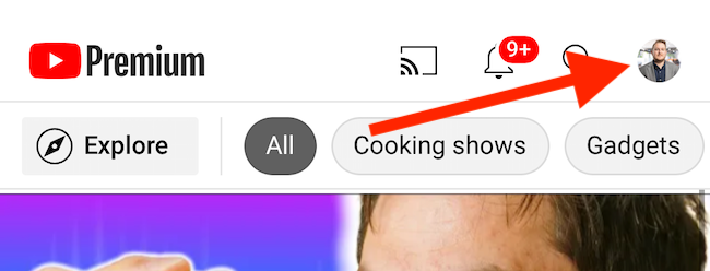 Нажмите на аватар в правом верхнем углу