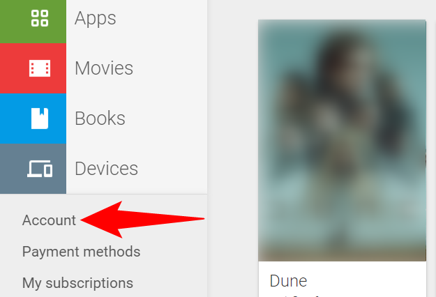 Выберите «Аккаунт» в левой боковой панели.