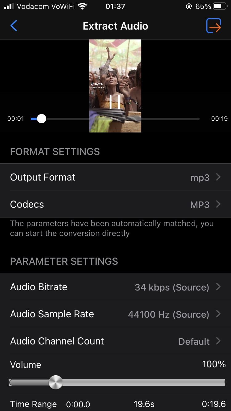 Настройки конвертации в Media Converter