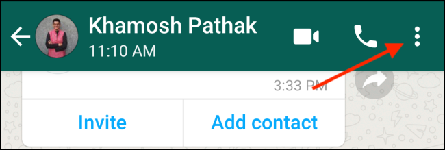 Нажмите меню в WhatsApp