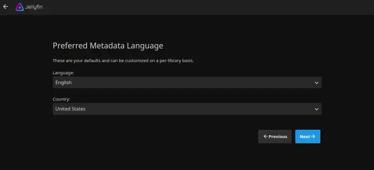 Выбор языка метаданных