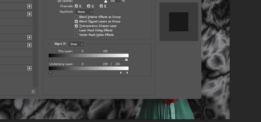 разделение ползунка Underlying Layer