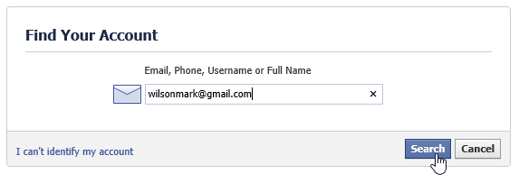 Поиск аккаунта для восстановления