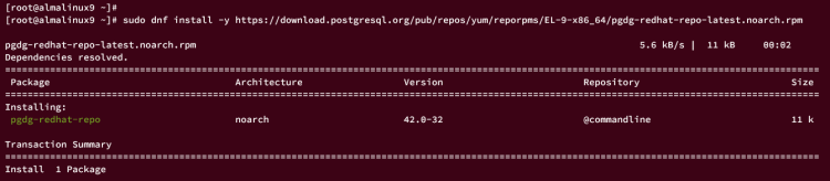 Добавление репозитория PostgreSQL на AlmaLinux