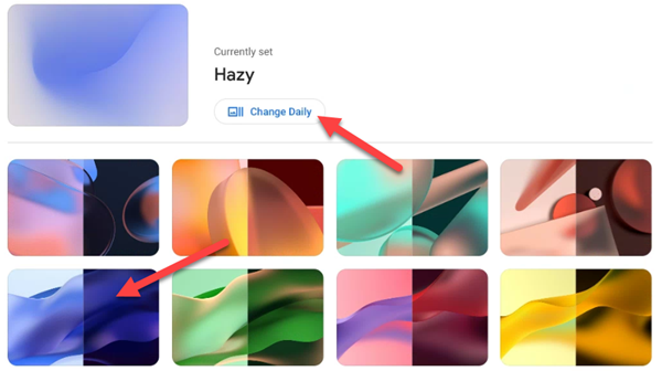 Выбор конкретных обоев или 'Change Daily'
