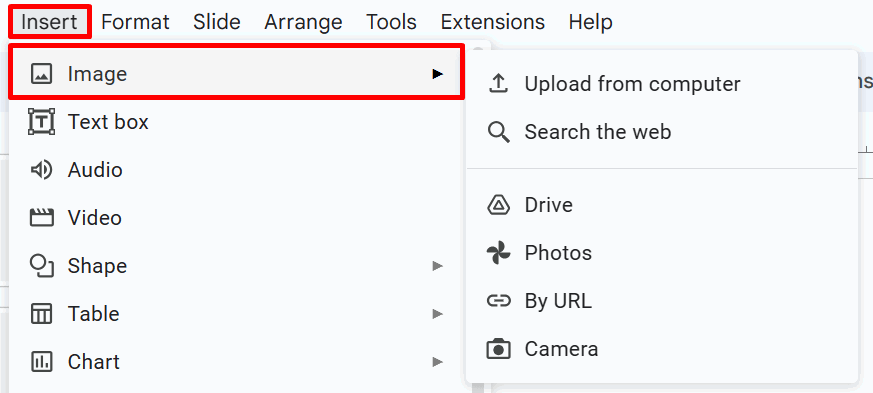 Вставка изображения в Google Slides