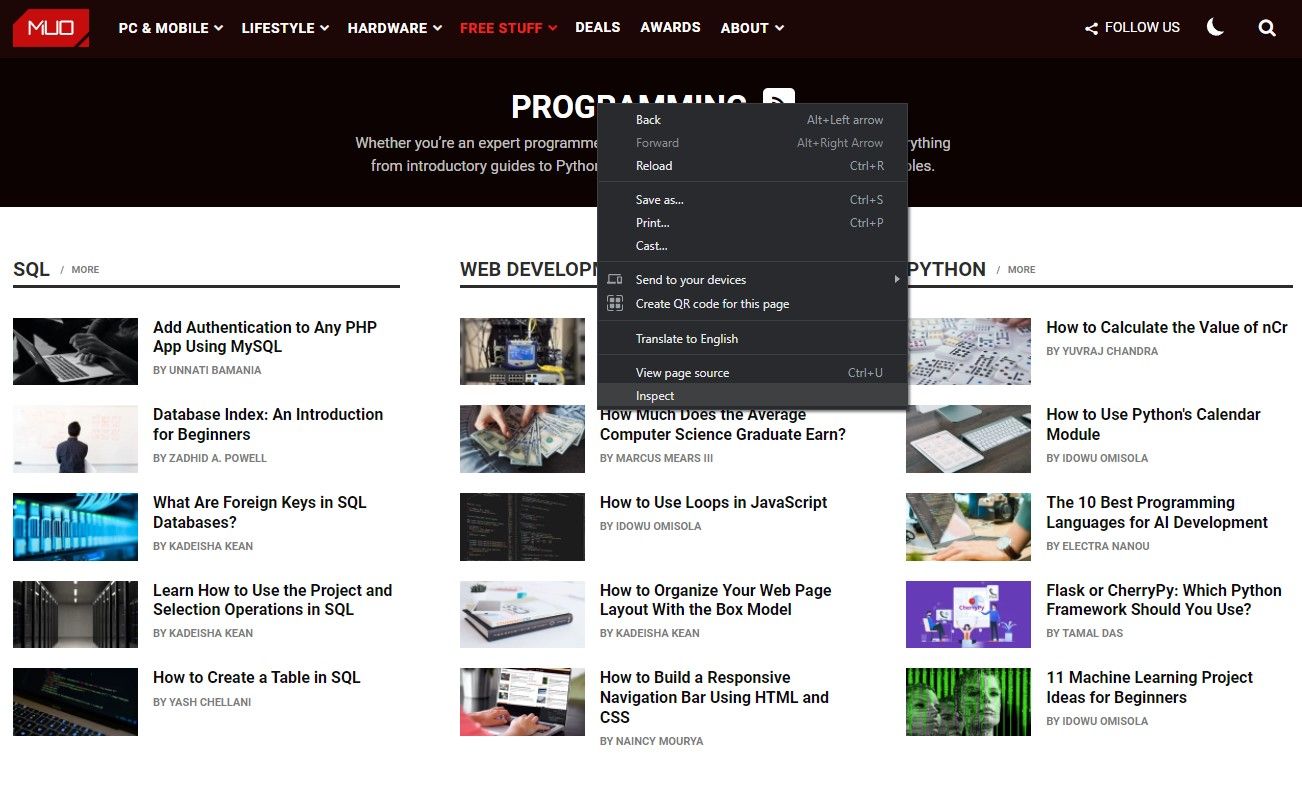 Инструмент «Inspect» в Chrome, панель стилей