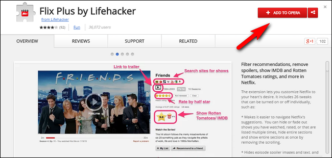 Страница расширения Chrome Web Store в Opera с кнопкой установки