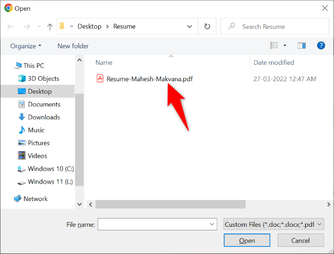 Выберите файл и укажите название документа.