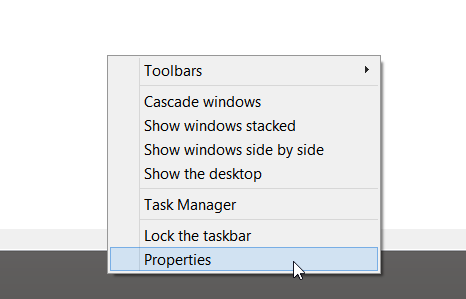 Скриншот окна свойств панели задач с вкладкой Навигация