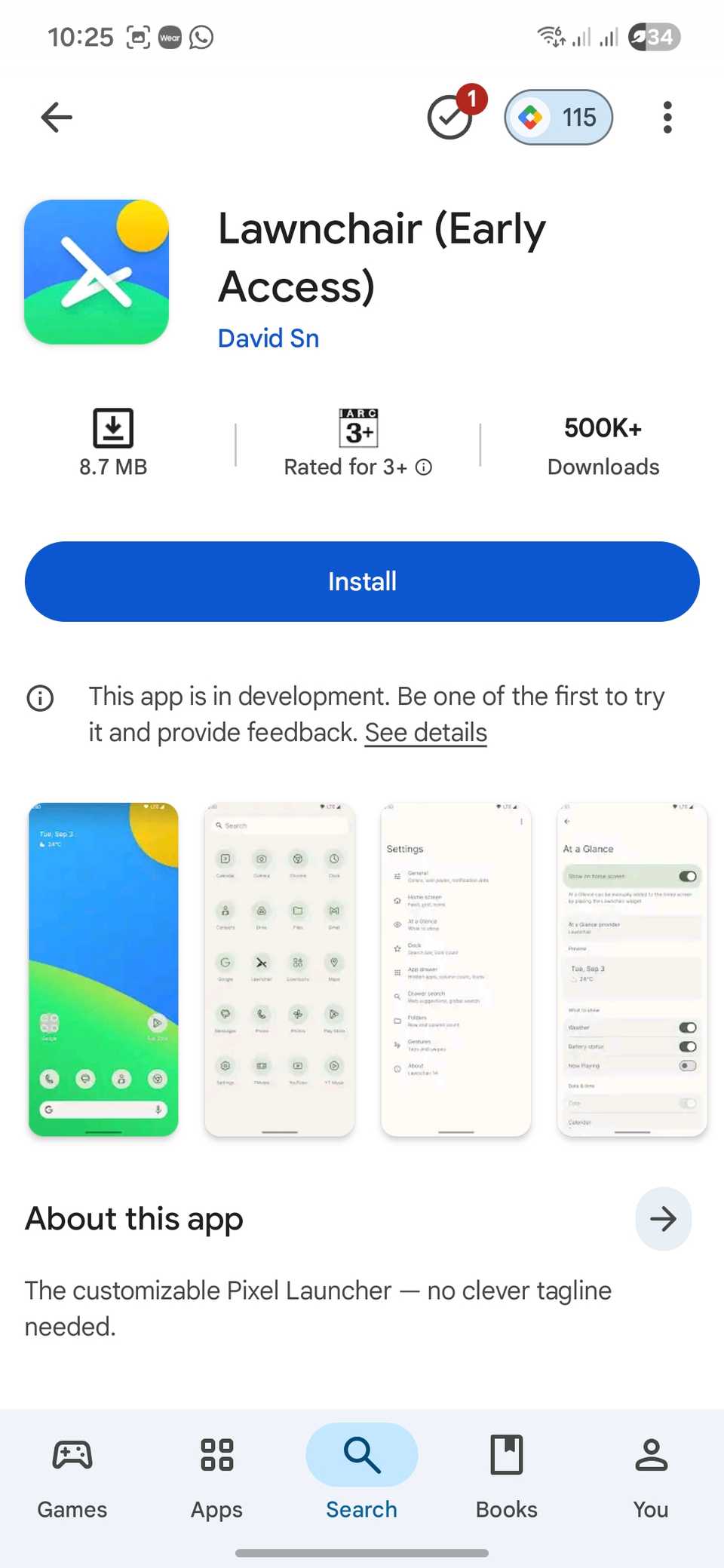 Lawnchair Android launcher on the Google Play Store.