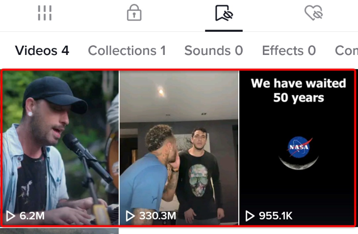 Список избранных видео в TikTok